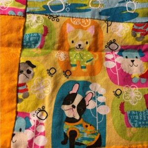 Vtg QuiltersTop Baby Child Doggies Puppies 4” Blocks Multi-Colored Crafters Sew